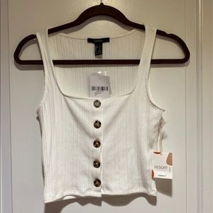NWT Forever 21 white button tank top
